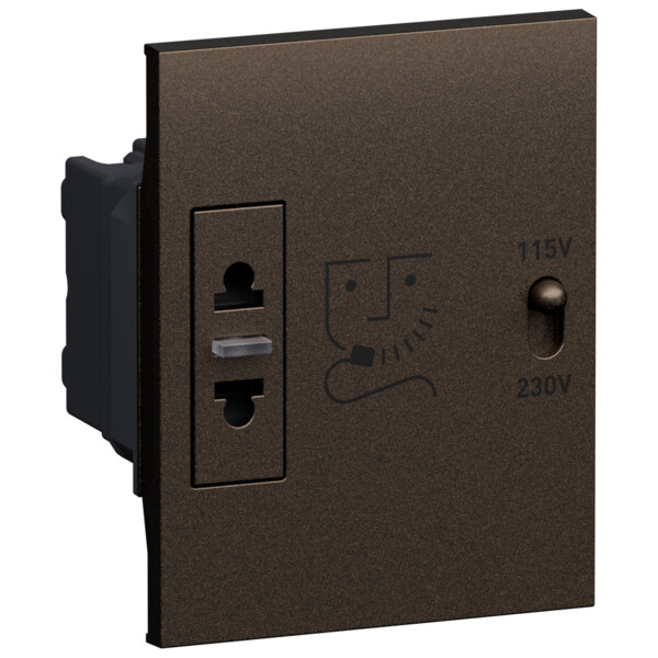 Prise rasoir 3 modules blanc Bronze - Living Now - Arnould - BTKB4177