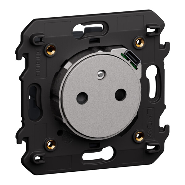 Prise de courant 2P+T + USB-C 1,5 A Acier - Living Now - Arnould - BTKS4142USB