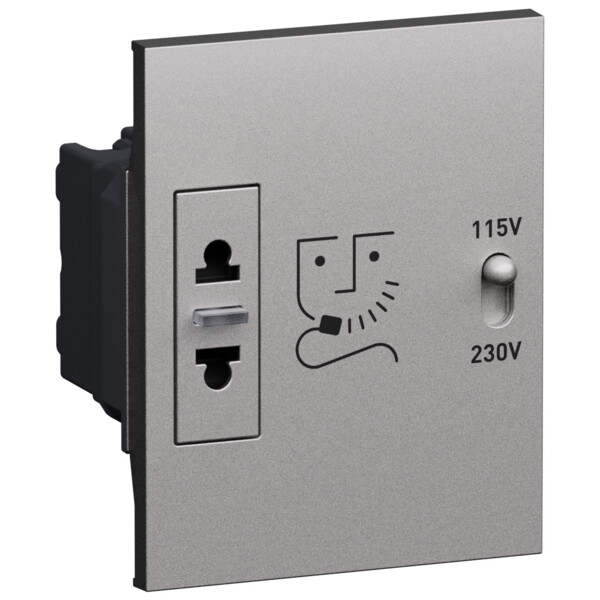 Prise rasoir 3 modules avec enjoliveur Acier - Living Now - Arnould - BTKS4177