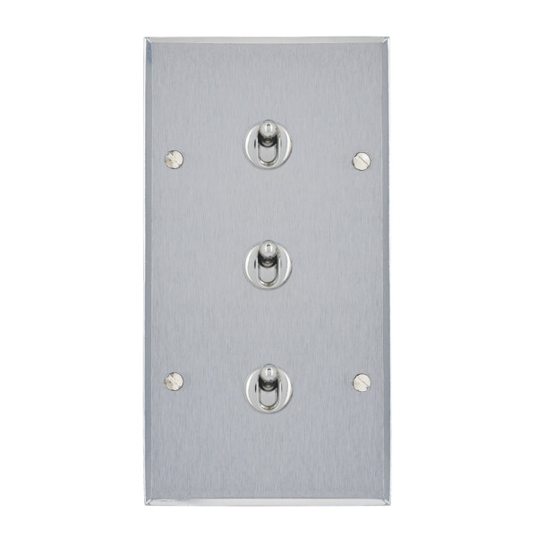Trois va-et-vient grand carré double vertical Arnould ART mémoire acier brossé - Arnould - 67106