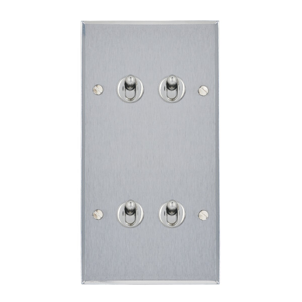 Quatre va-et-vient grand carré double vertical Arnould ART mémoire acier brossé - Arnould - 67108