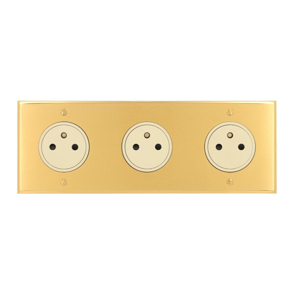 Triple Prise de courant 2p+T grand carré triple horizontal Arnould ART mémoire or brossé - Arnould - 67233