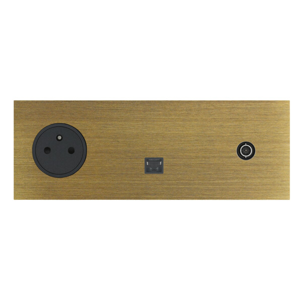 Prise de courant 2p+T + RJ45 + TV grand carré triple horizontal Arnould ART épure bronze - Arnould - 67337