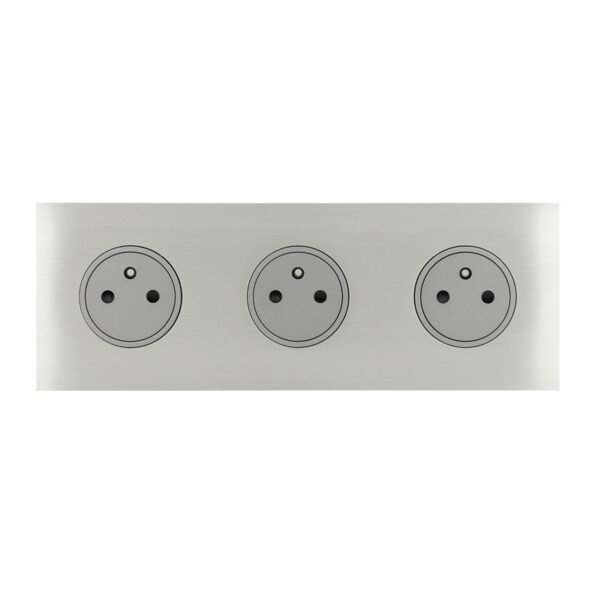 Triple Prise de courant 2p+T grand carré triple horizontal Arnould ART épure acier brossé - Arnould - 67433