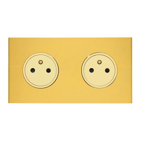 Double Prise de courant 2p+T grand carré double horizontal Arnould ART épure or miroir - Arnould - 67732