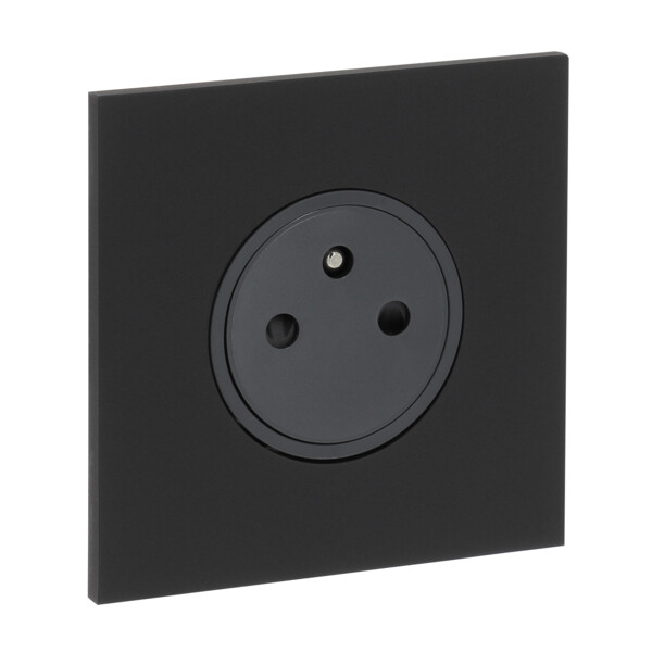 Prise Simple Noir Mat 2P+T Art d’Arnould Univers Epure Arnould – 16 A – 250 V - Arnould - 67831