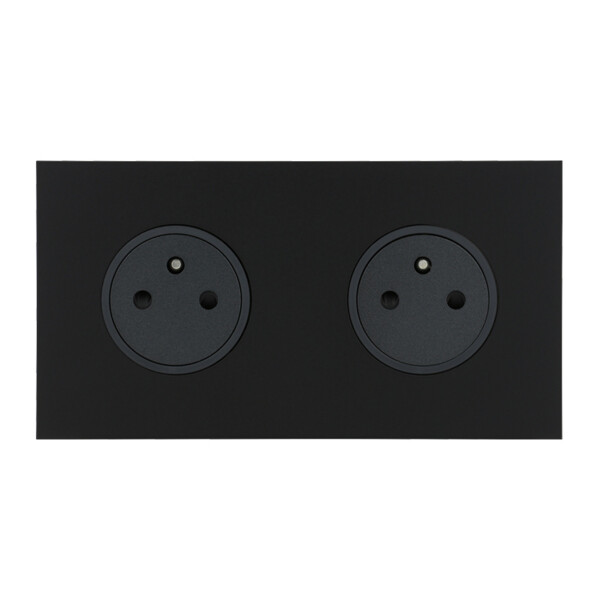 Double Prise de courant 2p+T grand carré double horizontal Arnould ART épure noir - Arnould - 67832