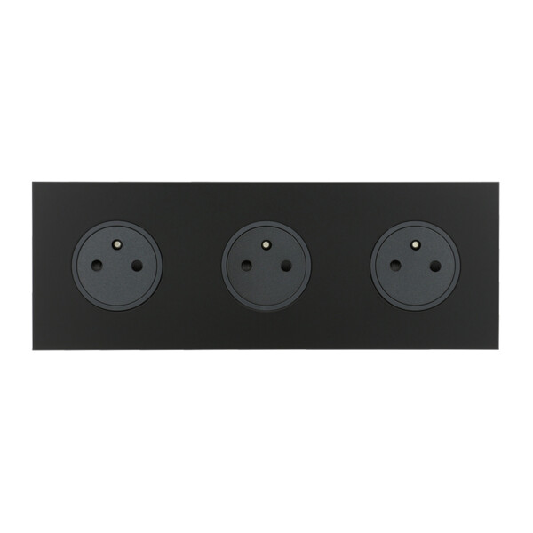 Triple Prise de courant 2p+T grand carré triple horizontal Arnould ART épure noir - Arnould - 67833