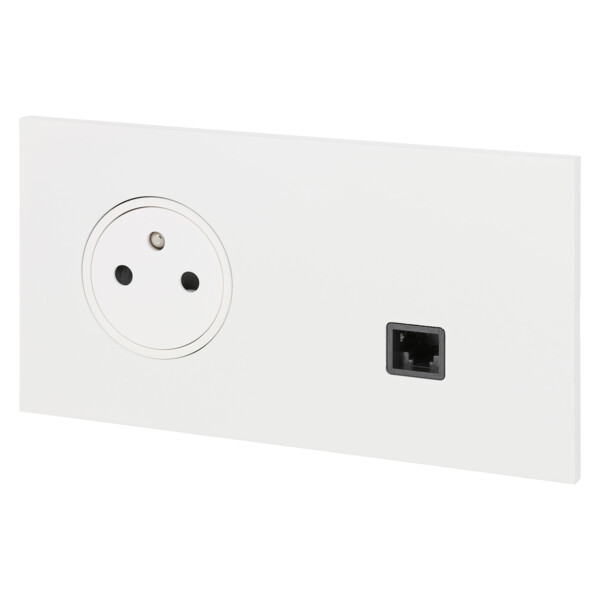 Prise de courant 2p+t 16a - 250v + prise rj45 cat.6 ftp Arnould ART épure blanc satin - Arnould - 67938