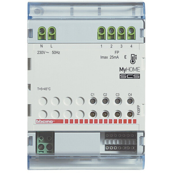 Actionneur modulaire fil pilote pour gestion de température MyHOME BUS - 4 modules - Arnould - F430FP