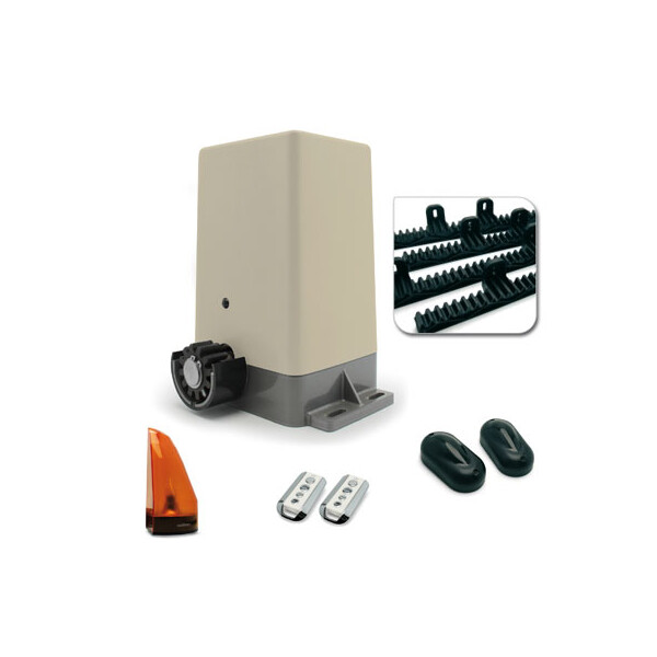 Avidsen motorisation portail coulissant - 12v (4m x 200 kg) - feu led - 2 télécommandes - 4 mètres crémaillères nylon - photocellules - zenia - Avidsen - 114452