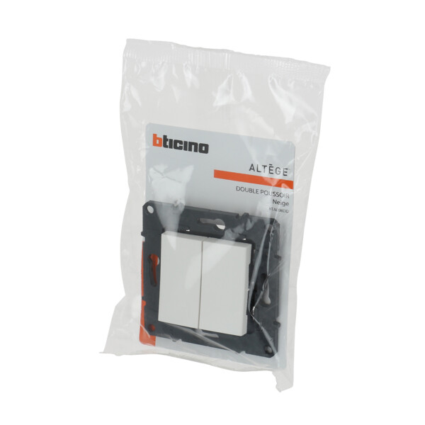 Double Poussoir 6 A Finition Neige Altège BTicino – avec Connexion à Bornes Automatiques - Bticino Cofrel - BTAL08DD