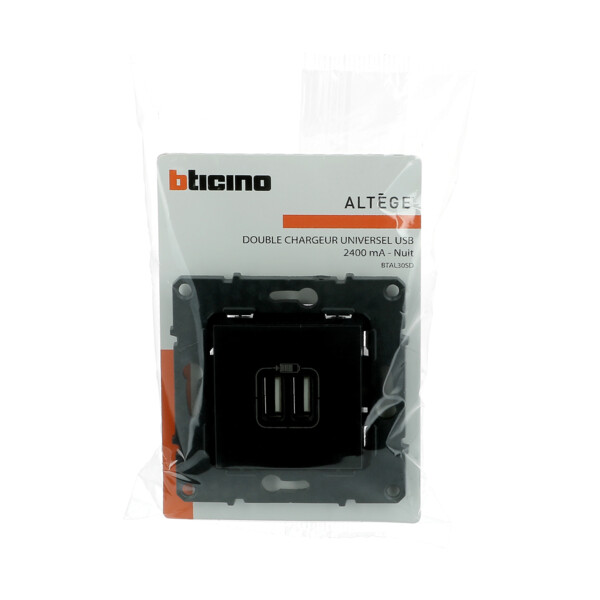 Bticino altège  prise double chargeur usb - 2400 ma - nuit - compo - Bticino Cofrel - BTAL30SD
