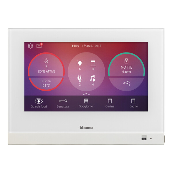 Écran 7" HOMETOUCH Blanc - Portier & Gestion MyHOME_Up With Netatmo - Bticino Cofrel - BT3488W