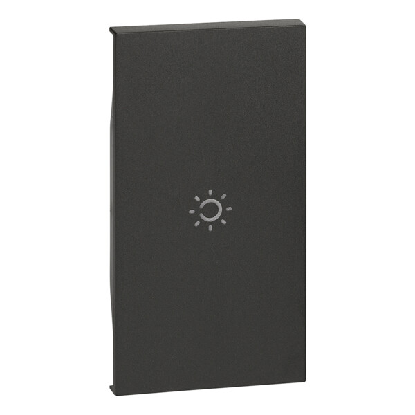 Enjoliveur Living Now avec pictogramme transparent rétroéclairable symbole lumière 2 modules - noir mat - Bticino Cofrel - BTKG01M2A