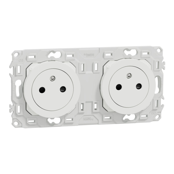 Odace transformeur et prises précâblées blanc