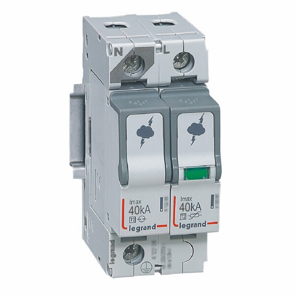 Parafoudre basse tension t2- imax 40 ka/pôle- 1p+n- 320 va- 2 modules - Legrand - 412244