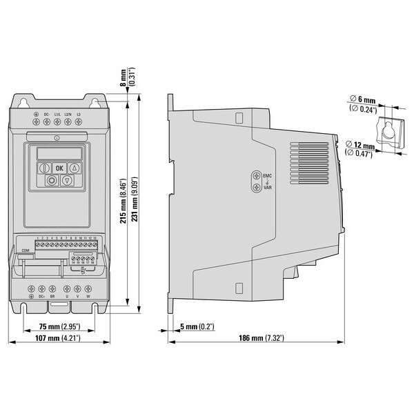 Vfd da1 3~/3~600v 3,1a 1,5kw/2hp  (DA1-353D1NB-A20C) - Eaton - 177035