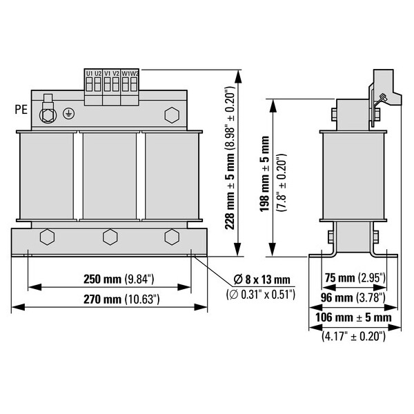 Inductance moteur, ac, 3p, 50a, 0,6mh, 750 v 50/60 hz (DX-LM3-050) - Eaton - 269544