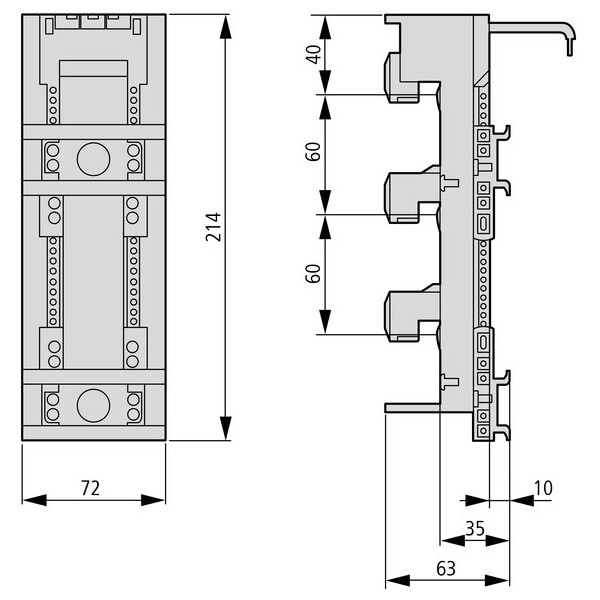 Adaptateur jdb, 72 mm, 80a, 2ts-s (BBA2-80/2TS-S) - Eaton - 116901