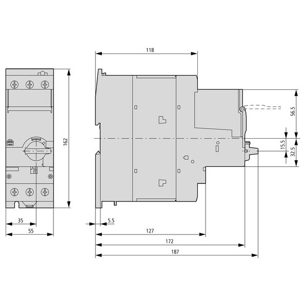 Disjoncteur, appareil de base 3p, pour bloc de déclenchement débrochable (PKE65) - Eaton - 138258