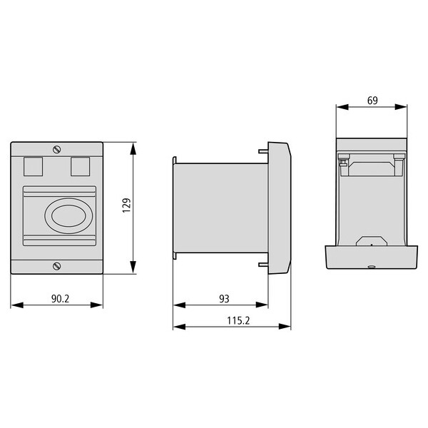 Coffret isolant, montage encastré, hxlxp=129x85x80mm, +découpe 45mm, pour pkz01 (E-PKZ01-X) - Eaton - 289935
