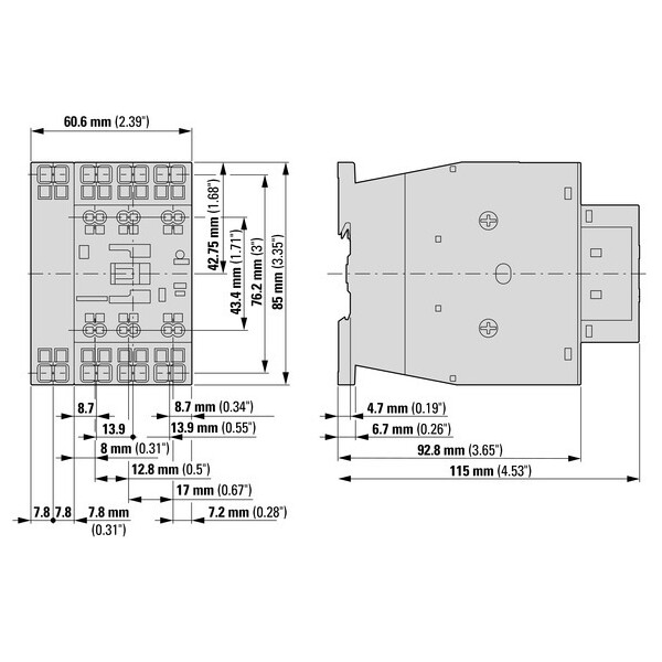 Contacteur puissance, 4, ac-1: 45 a, 1f1o 230v 50hz, 240v 60hz, bornes push-in (dilmp45-11(230v50hz,240v60)-pi) - Eaton - 199304