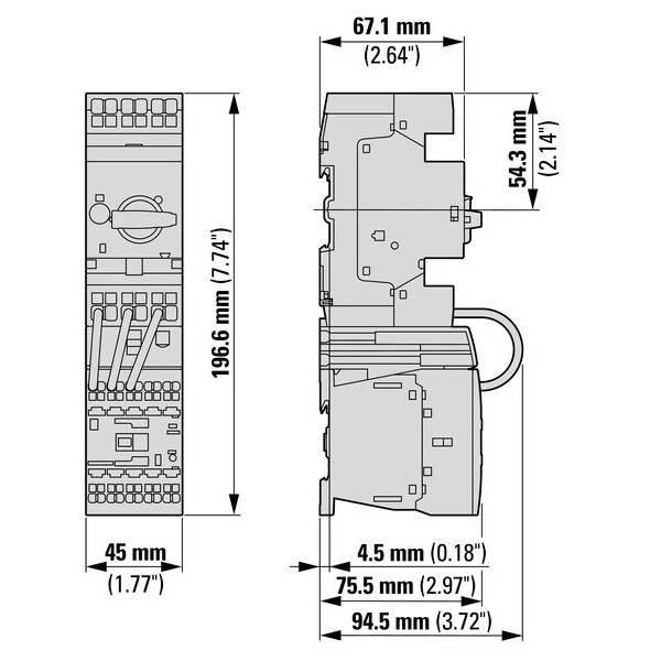 Démarreur direct, 380v-415v: 0.25kw, ir= 0.63-1 a, 24v dc, bornes push-in (msc-d-1-m7(24vdc)-pi) - Eaton - 199575
