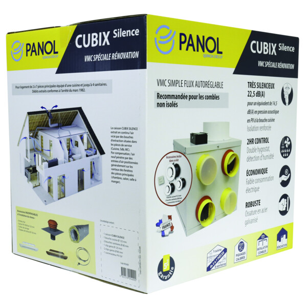 Kit VMC simple flux classiques Eoliance Cubix Silence autocomut spécial rénovation - Eoliance Habitat - 905409