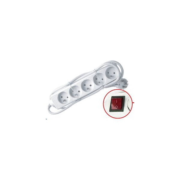 Bloc multiprise blanc - 5 entrées - 3x1mm² - 1 mètre - interrupteur - Franelec - Franelec - BM51_1.0SW