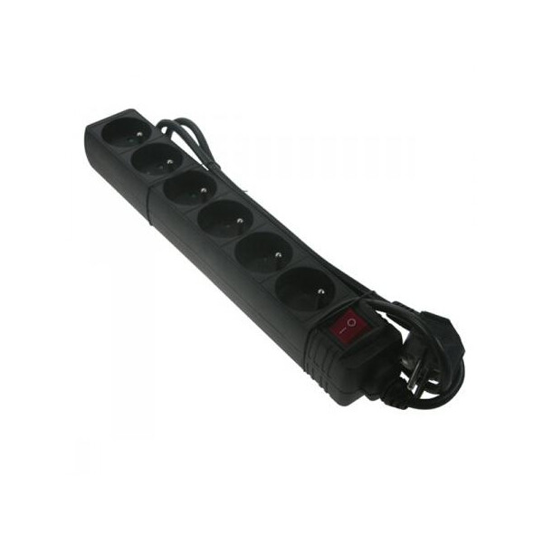 Bloc Multiprise Noir 6 Entrées Standard Françaises HO5VV-F 3x1,5 mm2 1,5 m Franelec – avec Interrupteur - Franelec - BM6_1.5NSW