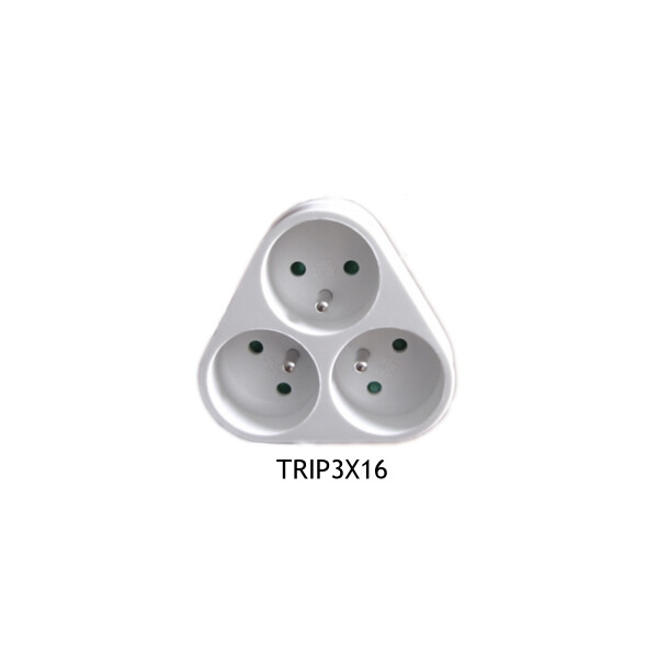 Prise électrique Blanche Triangulaire 3 x 2 P + T 16 A Triplite Franelec - Franelec - TRIP3X16