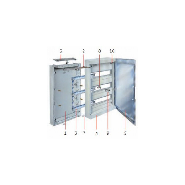 General Electric Fix-o-Rail 150 - Tableau électrique 18 modules - 3 rangées - porte transparente Blanc RAL9010 - General Electric - 610638