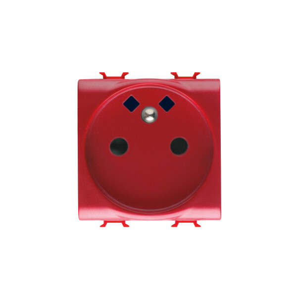Prise 2m 2 P+t 16a CÂb.rapide Fr.rouge - Gewiss - GW10257F
