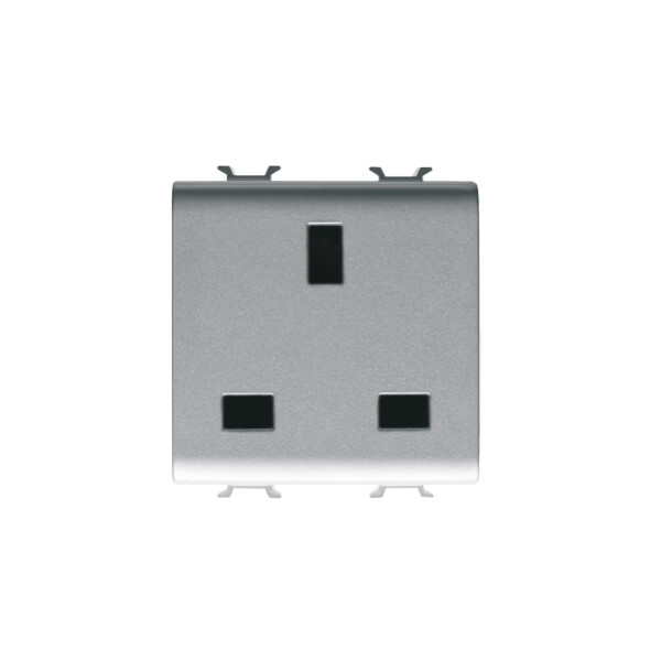 Prise 2m 2 P+t 13a Std Anglais Titane - Gewiss - GW14296