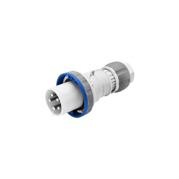 Fiche Mobile droite HP - Etanche - 2P+T 63A 200/250V 6h - Bleu - Borne à cage - Gewiss - GW61048H