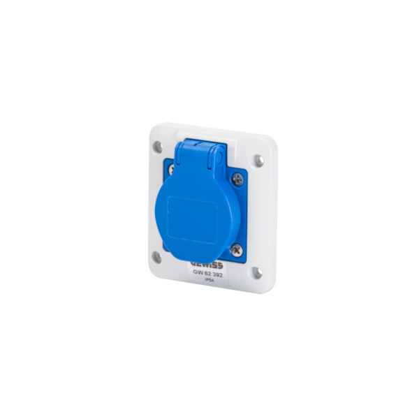Prise 2p+t schuko ip54 + plastron 85x75 - Gewiss - GW62392