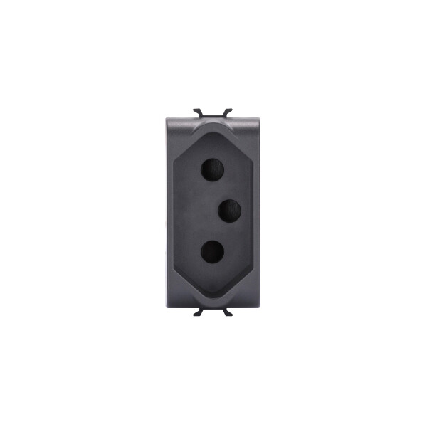 South african standard socket-outlet - 250v ac - 2p+e 16a - 1 module - black - chorus - Gewiss - GW12299