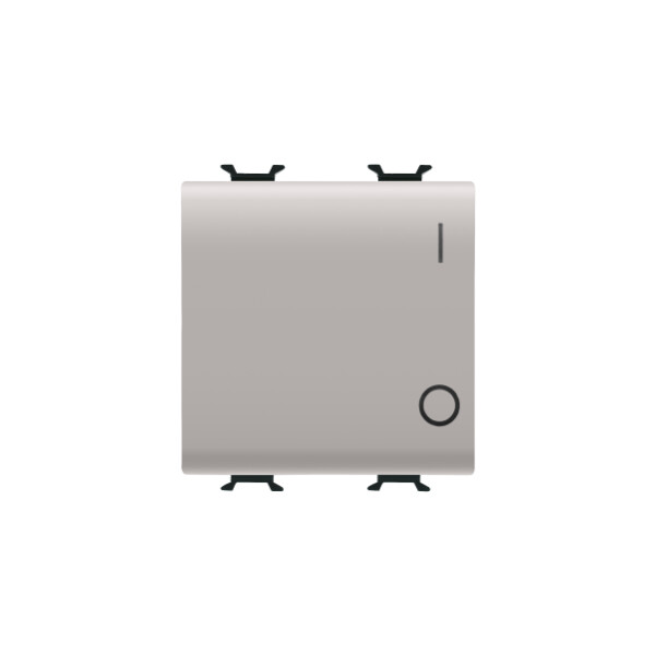 One-way switch 2p 250v ac - 16ax - neutral button - symbol 0/1 - 2 modules - natural beige - chorus - Gewiss - GW13034