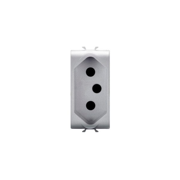 South african standard socket-outlet - 250v ac - 2p+e 16a - 1 module - titanium - chorus - Gewiss - GW14299