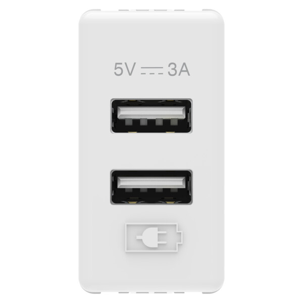 Chargeur double usb a+a 5v 3a 1m sy/bla. - Gewiss - GW20362