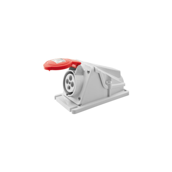 SOCLE PRISE SAILLIE 90° PROTÉGÉ - 3P+T 16A 380-415V ROUGE - Gewiss - GW62481