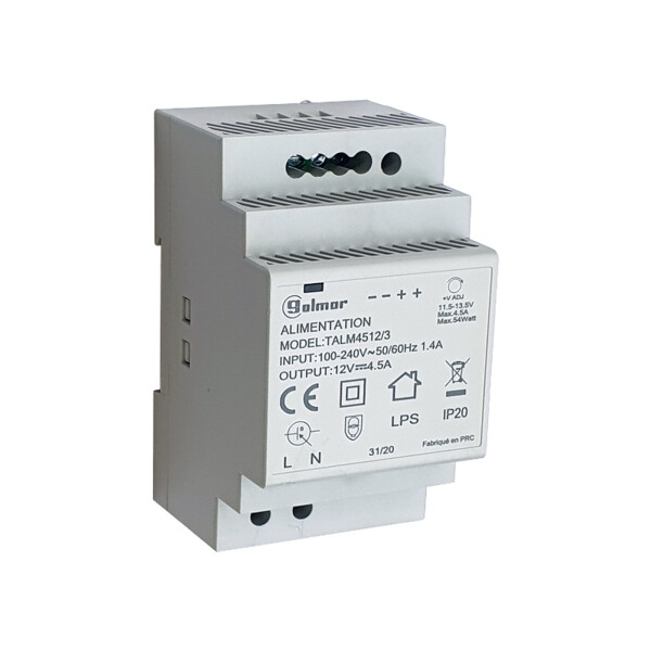 Alimentation modulaire 12 vcc 4.5a, 3 mod. din - Golmar - TALM4512/3