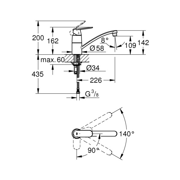 Eurosmart cosmopolitan - mitigeur évier - Grohe - 32844000