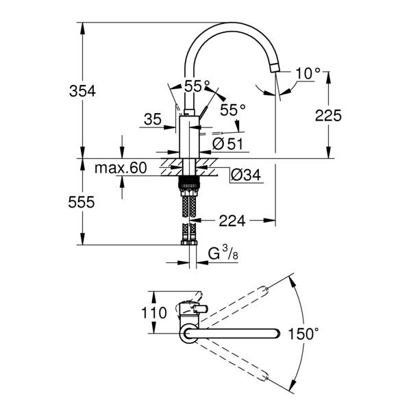 Eurosmart cosmopolitan - mitigeur évier - Grohe - 32845002