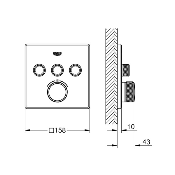 Grohterm smartcontrol - façade douche/bain thermostatique - Grohe - 29126000