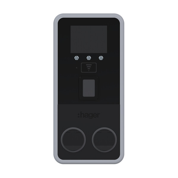 WP2 Murale 2x 22kW, 2xT2S, IP55, IK10, OCCP, 4G, RFID, TPE, Ecran, Protections - Hager - XVP222SYO