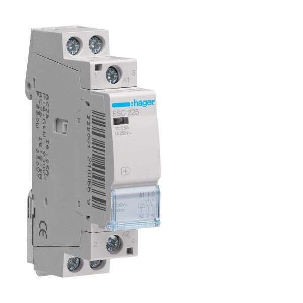 Contacteur de puissance 25A 2F 230V 1 module Hager - Hager - ESC225