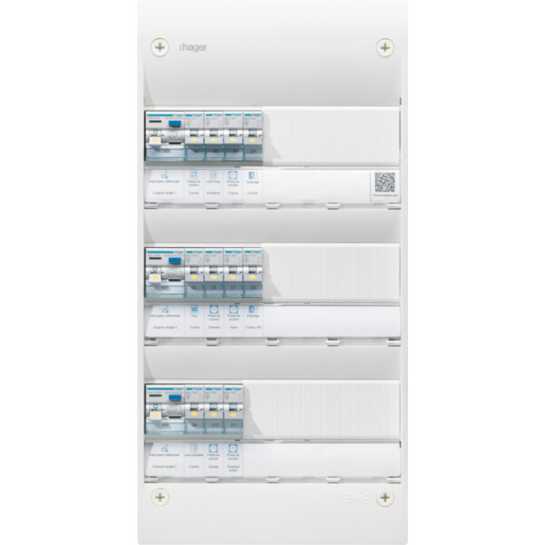 Tableau électrique gamma+ 13, pré-équipé 3 rangées, 13 m, quickfix - Hager - GDM313A