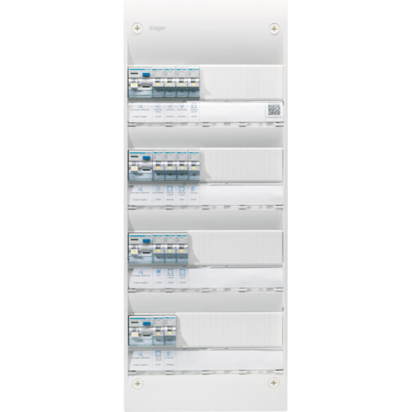 Tableau électrique gamma+ 13, pré-équipé 4 rangées, 13 m, quickfix - Hager - GDM413A